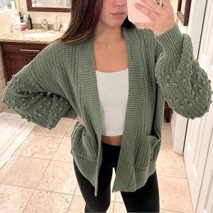 Madewell Green Bobble Cardigan Sweater
